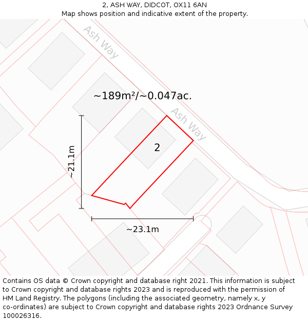 2, ASH WAY, DIDCOT, OX11 6AN: Plot and title map
