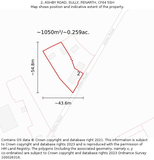 2, ASHBY ROAD, SULLY, PENARTH, CF64 5SH: Plot and title map