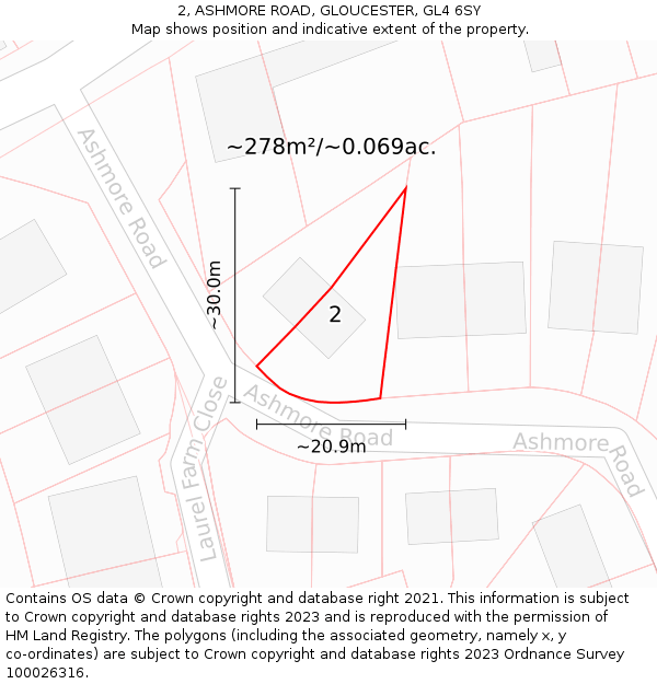 2, ASHMORE ROAD, GLOUCESTER, GL4 6SY: Plot and title map
