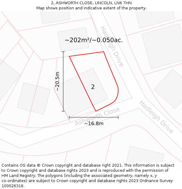2, ASHWORTH CLOSE, LINCOLN, LN6 7HN: Plot and title map