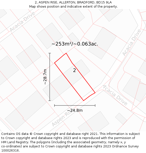 2, ASPEN RISE, ALLERTON, BRADFORD, BD15 9LA: Plot and title map