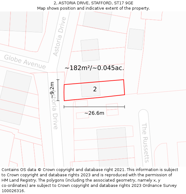 2, ASTORIA DRIVE, STAFFORD, ST17 9GE: Plot and title map