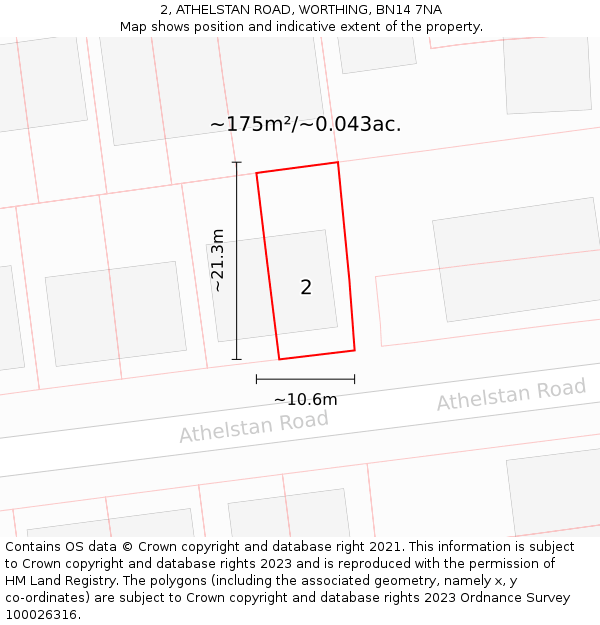 2, ATHELSTAN ROAD, WORTHING, BN14 7NA: Plot and title map