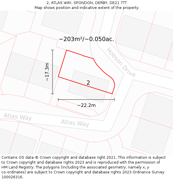 2, ATLAS WAY, SPONDON, DERBY, DE21 7TT: Plot and title map
