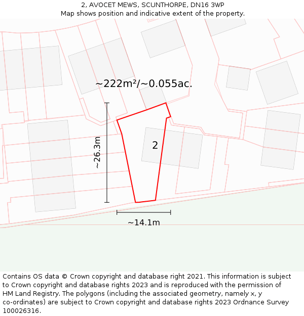 2, AVOCET MEWS, SCUNTHORPE, DN16 3WP: Plot and title map