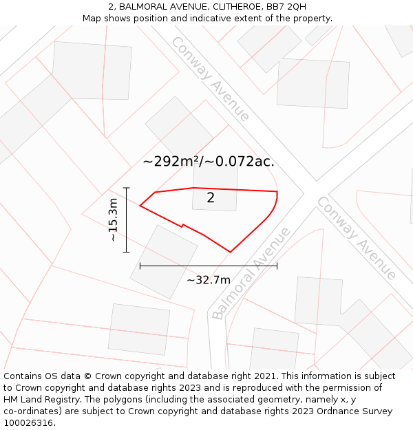 2, BALMORAL AVENUE, CLITHEROE, BB7 2QH: Plot and title map