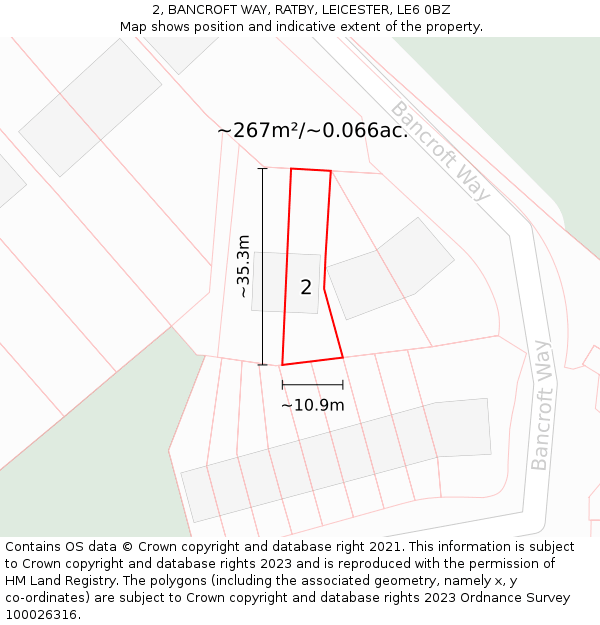2, BANCROFT WAY, RATBY, LEICESTER, LE6 0BZ: Plot and title map