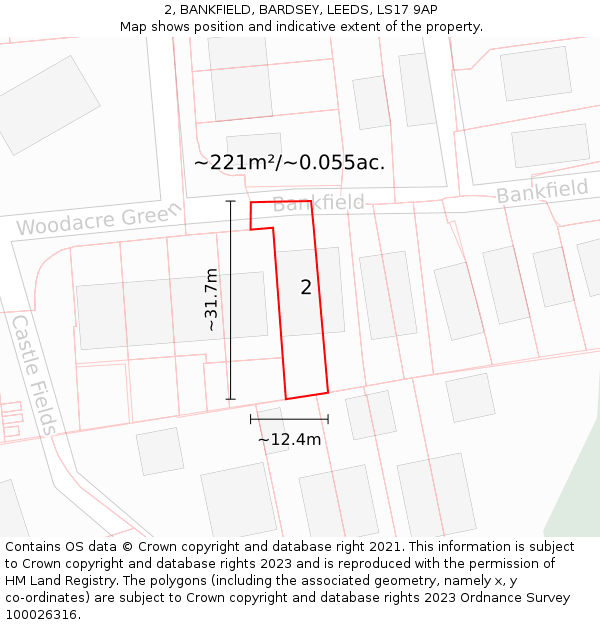 2, BANKFIELD, BARDSEY, LEEDS, LS17 9AP: Plot and title map