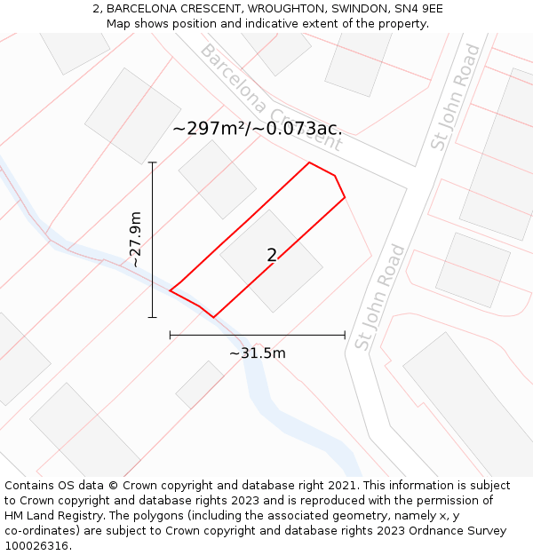2, BARCELONA CRESCENT, WROUGHTON, SWINDON, SN4 9EE: Plot and title map