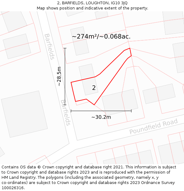 2, BARFIELDS, LOUGHTON, IG10 3JQ: Plot and title map