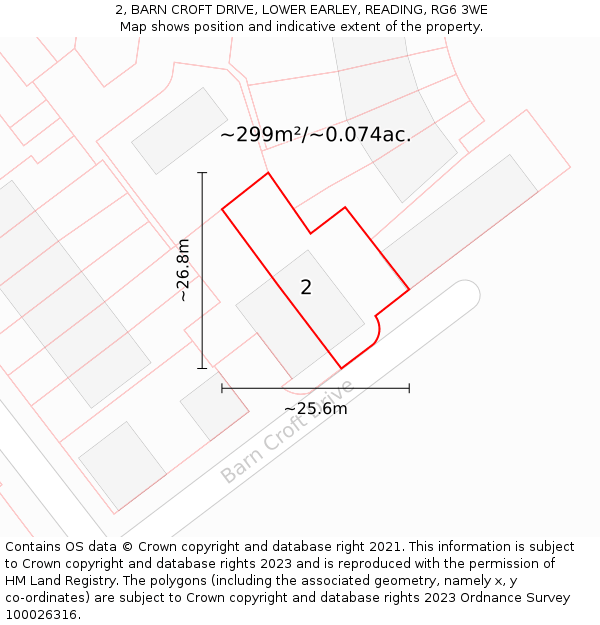 2, BARN CROFT DRIVE, LOWER EARLEY, READING, RG6 3WE: Plot and title map