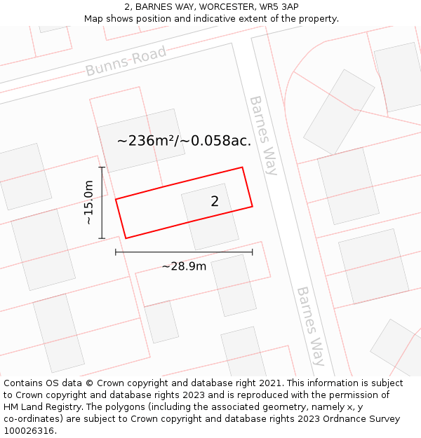 2, BARNES WAY, WORCESTER, WR5 3AP: Plot and title map