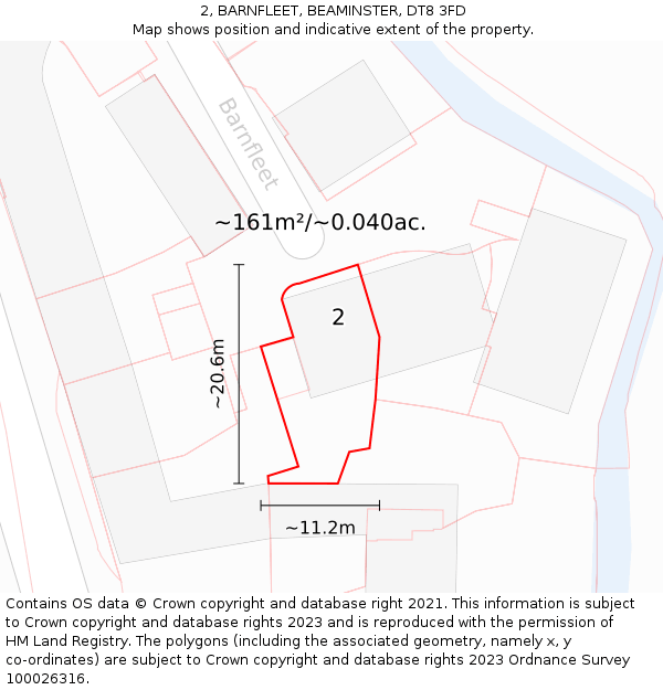 2, BARNFLEET, BEAMINSTER, DT8 3FD: Plot and title map