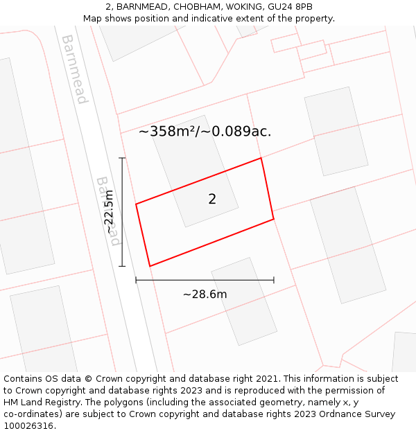 2, BARNMEAD, CHOBHAM, WOKING, GU24 8PB: Plot and title map