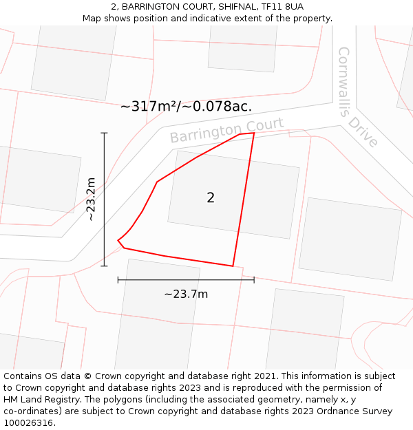 2, BARRINGTON COURT, SHIFNAL, TF11 8UA: Plot and title map