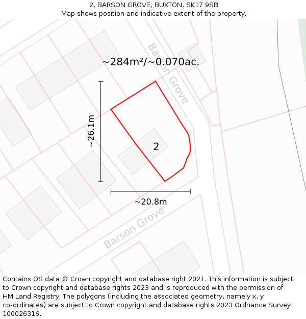 2, BARSON GROVE, BUXTON, SK17 9SB: Plot and title map