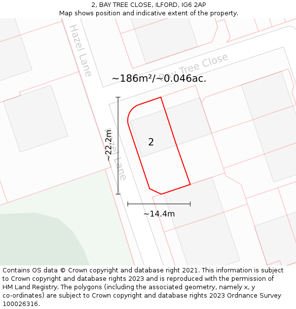 2, BAY TREE CLOSE, ILFORD, IG6 2AP: Plot and title map