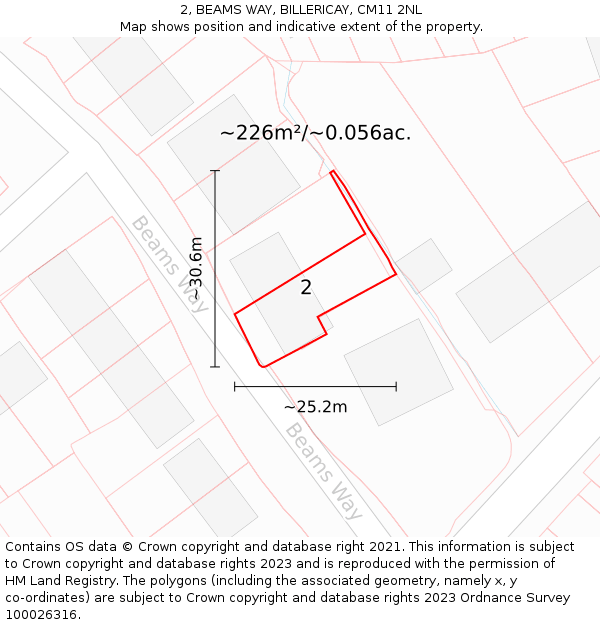 2, BEAMS WAY, BILLERICAY, CM11 2NL: Plot and title map