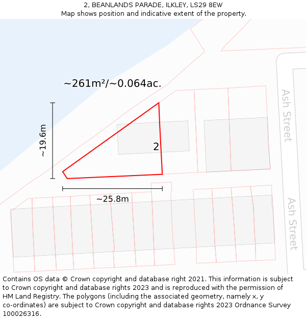 2, BEANLANDS PARADE, ILKLEY, LS29 8EW: Plot and title map
