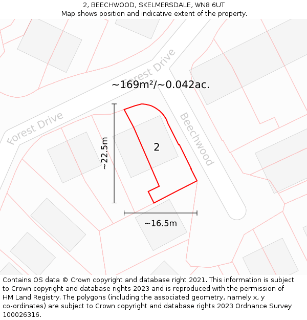 2, BEECHWOOD, SKELMERSDALE, WN8 6UT: Plot and title map