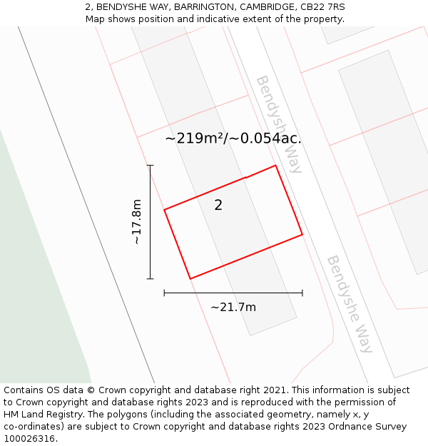 2, BENDYSHE WAY, BARRINGTON, CAMBRIDGE, CB22 7RS: Plot and title map