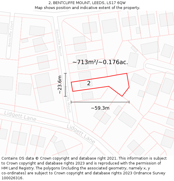 2, BENTCLIFFE MOUNT, LEEDS, LS17 6QW: Plot and title map
