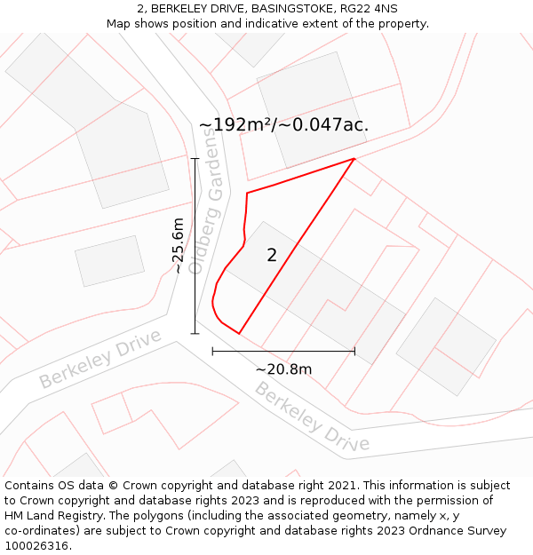 2, BERKELEY DRIVE, BASINGSTOKE, RG22 4NS: Plot and title map