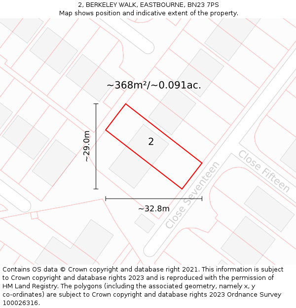 2, BERKELEY WALK, EASTBOURNE, BN23 7PS: Plot and title map