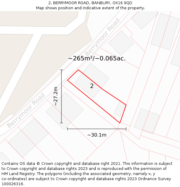 2, BERRYMOOR ROAD, BANBURY, OX16 9QD: Plot and title map