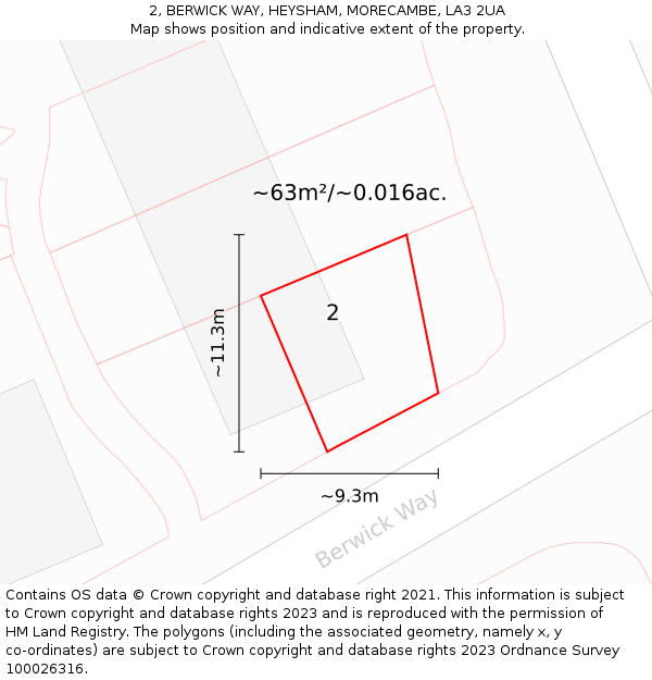 2, BERWICK WAY, HEYSHAM, MORECAMBE, LA3 2UA: Plot and title map