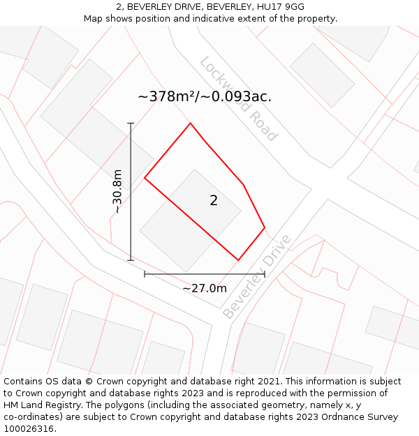 2, BEVERLEY DRIVE, BEVERLEY, HU17 9GG: Plot and title map