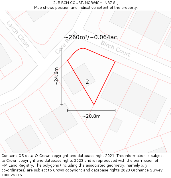 2, BIRCH COURT, NORWICH, NR7 8LJ: Plot and title map