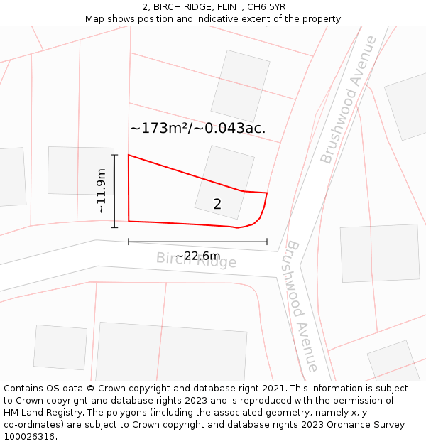 2, BIRCH RIDGE, FLINT, CH6 5YR: Plot and title map