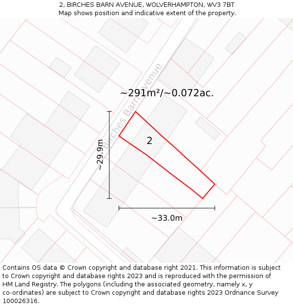 2, BIRCHES BARN AVENUE, WOLVERHAMPTON, WV3 7BT: Plot and title map