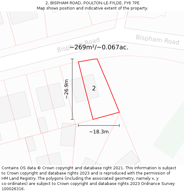 2, BISPHAM ROAD, POULTON-LE-FYLDE, FY6 7PE: Plot and title map