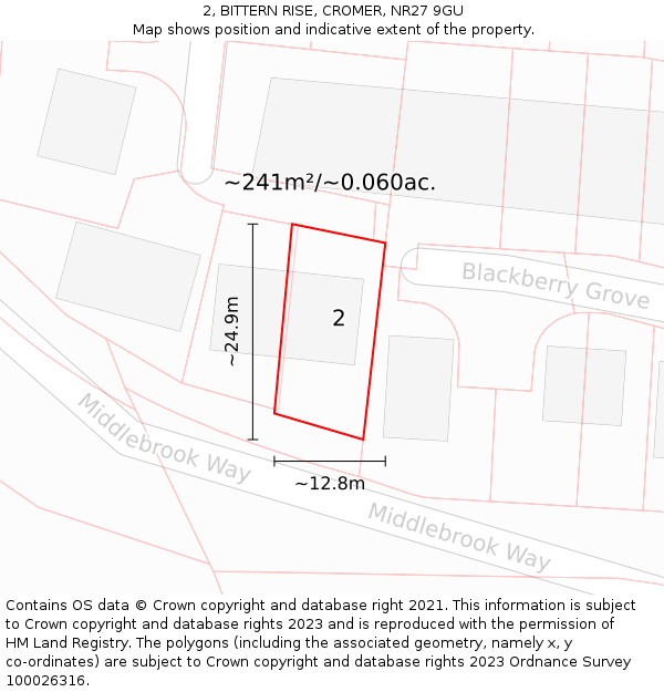 2, BITTERN RISE, CROMER, NR27 9GU: Plot and title map
