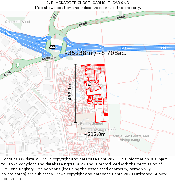 2, BLACKADDER CLOSE, CARLISLE, CA3 0ND: Plot and title map