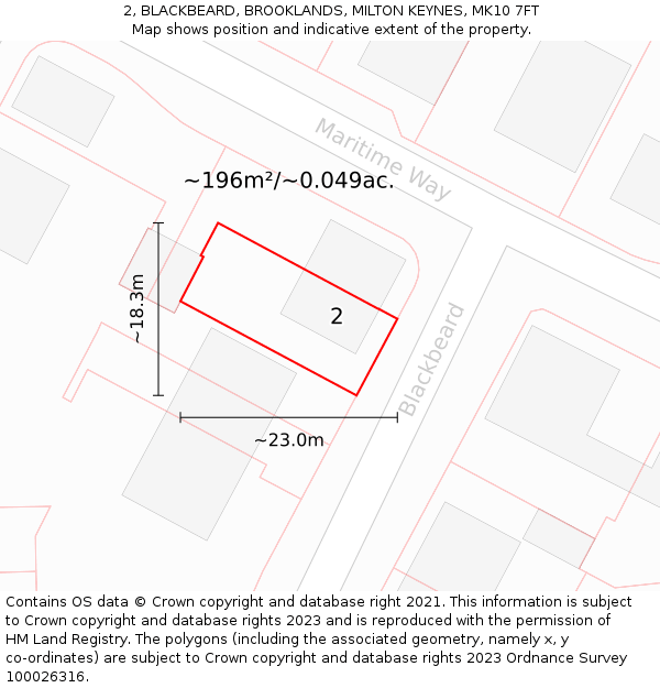 2, BLACKBEARD, BROOKLANDS, MILTON KEYNES, MK10 7FT: Plot and title map