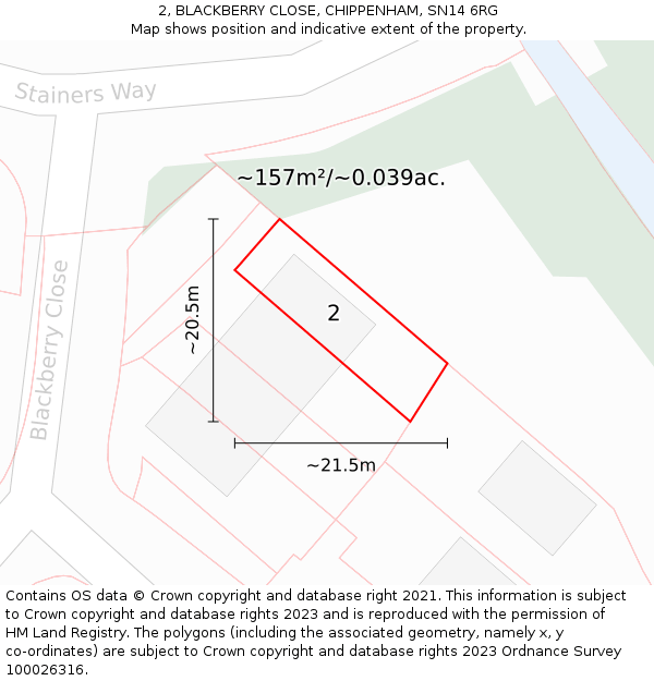 2, BLACKBERRY CLOSE, CHIPPENHAM, SN14 6RG: Plot and title map