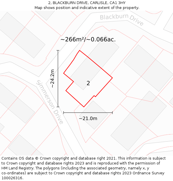 2, BLACKBURN DRIVE, CARLISLE, CA1 3HY: Plot and title map