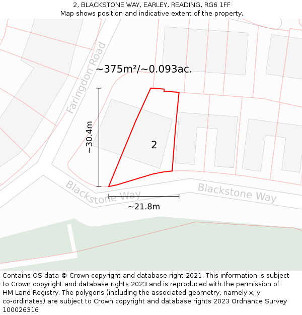 2, BLACKSTONE WAY, EARLEY, READING, RG6 1FF: Plot and title map