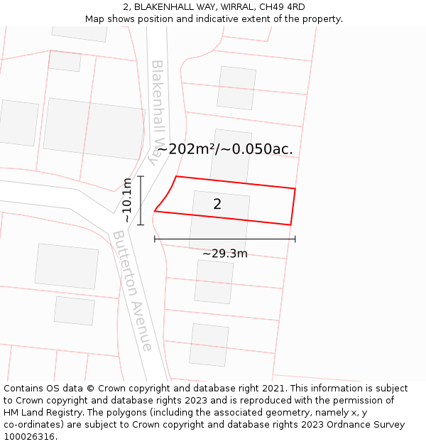 2, BLAKENHALL WAY, WIRRAL, CH49 4RD: Plot and title map