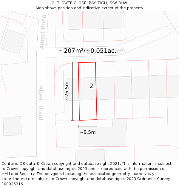 2, BLOWER CLOSE, RAYLEIGH, SS6 8HW: Plot and title map