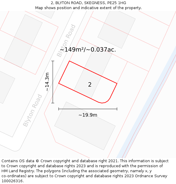 2, BLYTON ROAD, SKEGNESS, PE25 1HG: Plot and title map