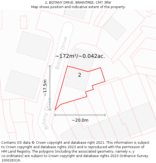 2, BOTANY DRIVE, BRAINTREE, CM7 3RW: Plot and title map
