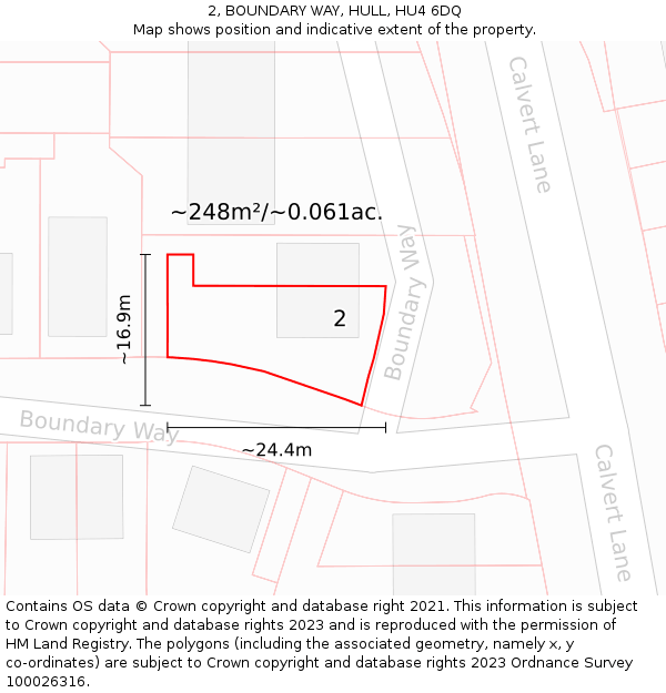 2, BOUNDARY WAY, HULL, HU4 6DQ: Plot and title map