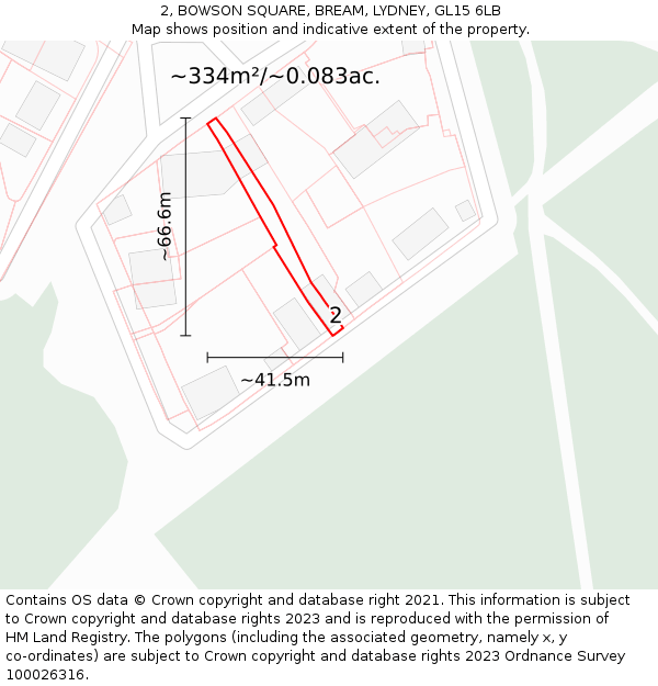 2, BOWSON SQUARE, BREAM, LYDNEY, GL15 6LB: Plot and title map