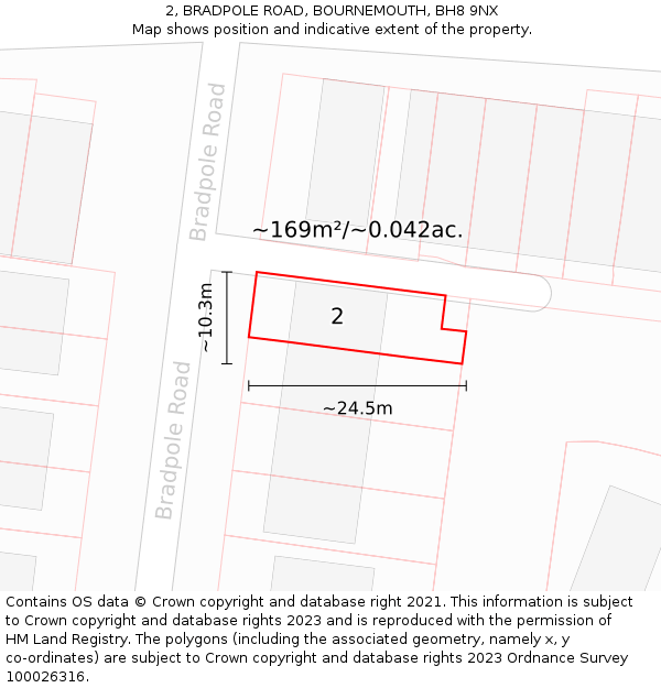 2, BRADPOLE ROAD, BOURNEMOUTH, BH8 9NX: Plot and title map