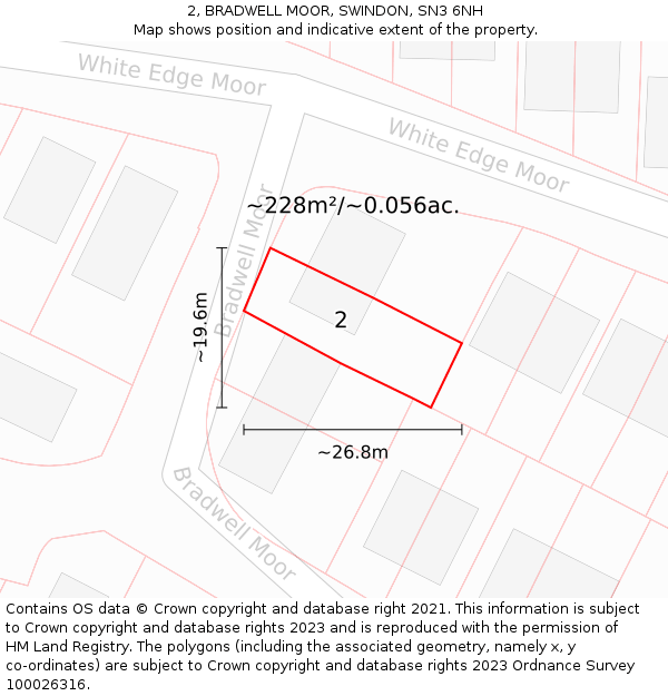 2, BRADWELL MOOR, SWINDON, SN3 6NH: Plot and title map