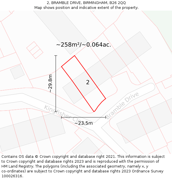 2, BRAMBLE DRIVE, BIRMINGHAM, B26 2QQ: Plot and title map
